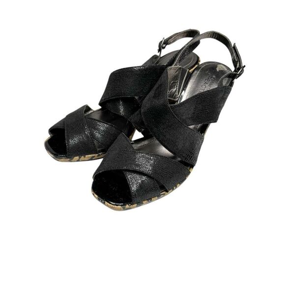 Kenneth Cole Reaction black knock loud wedge sandals size 7 - Picture 1 of 10